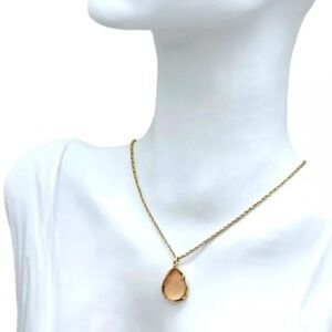 Kendra Scott Kiri Teardrop Necklace Light Pink Gold Tone Adjustable 20.5"  0139